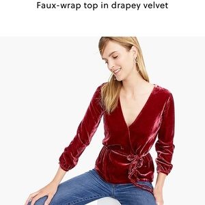 J Crew faux wrap drapery velvet top